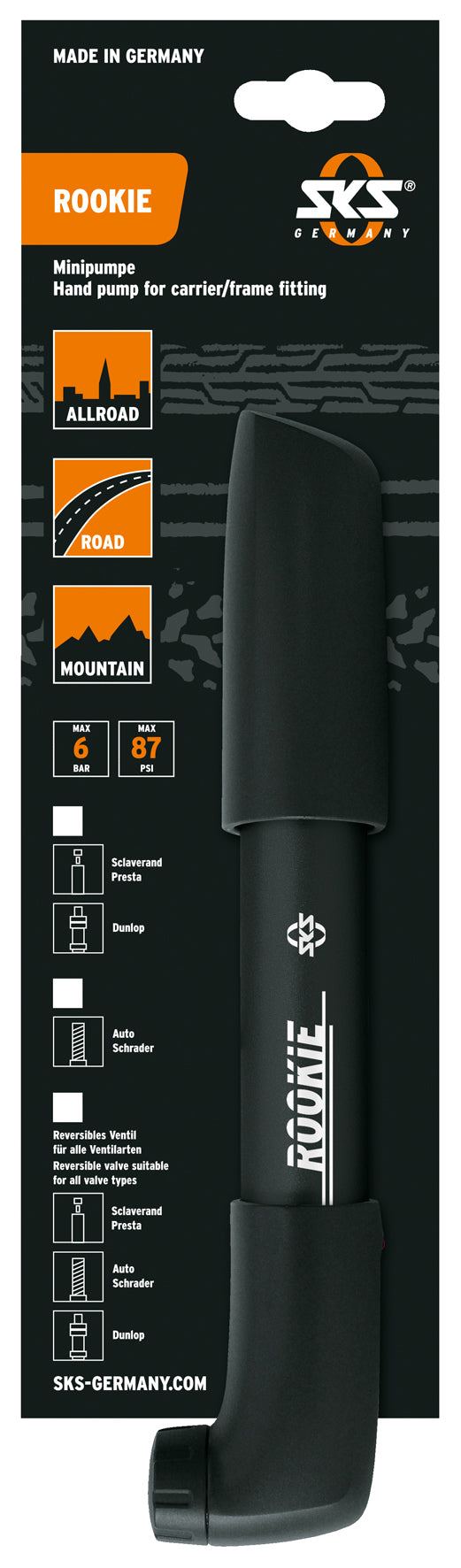 SKS Rookie nr. 2 pumpe 245-260mm AVFVDV 6 bar87 psi sort