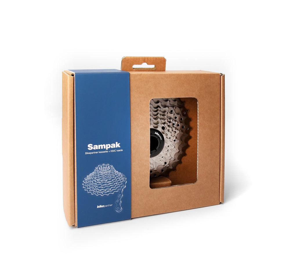 Sampak Bikepartner 11sp 11-42t Road/MTB med KMC X11 1/2x11/128" sølv/sort 114led kæde 11-13-15-17-19-21-24-28-32-36-42t