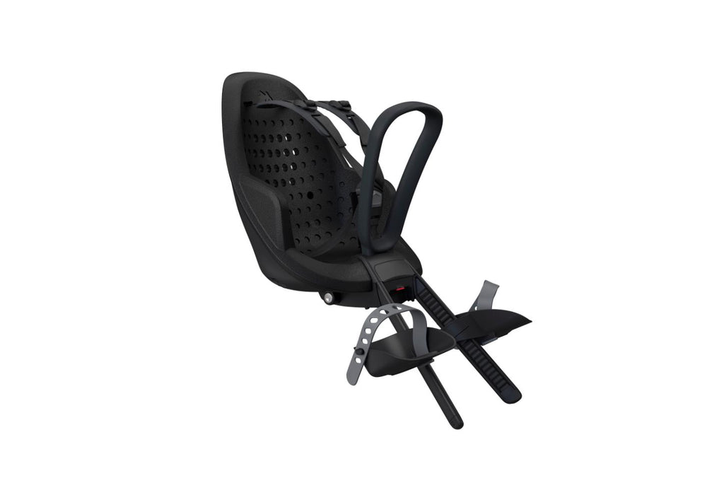 Barnestol Thule Yepp Mini 2 i sort, designet til sikker og komfortabel transport af små børn på cyklen.
