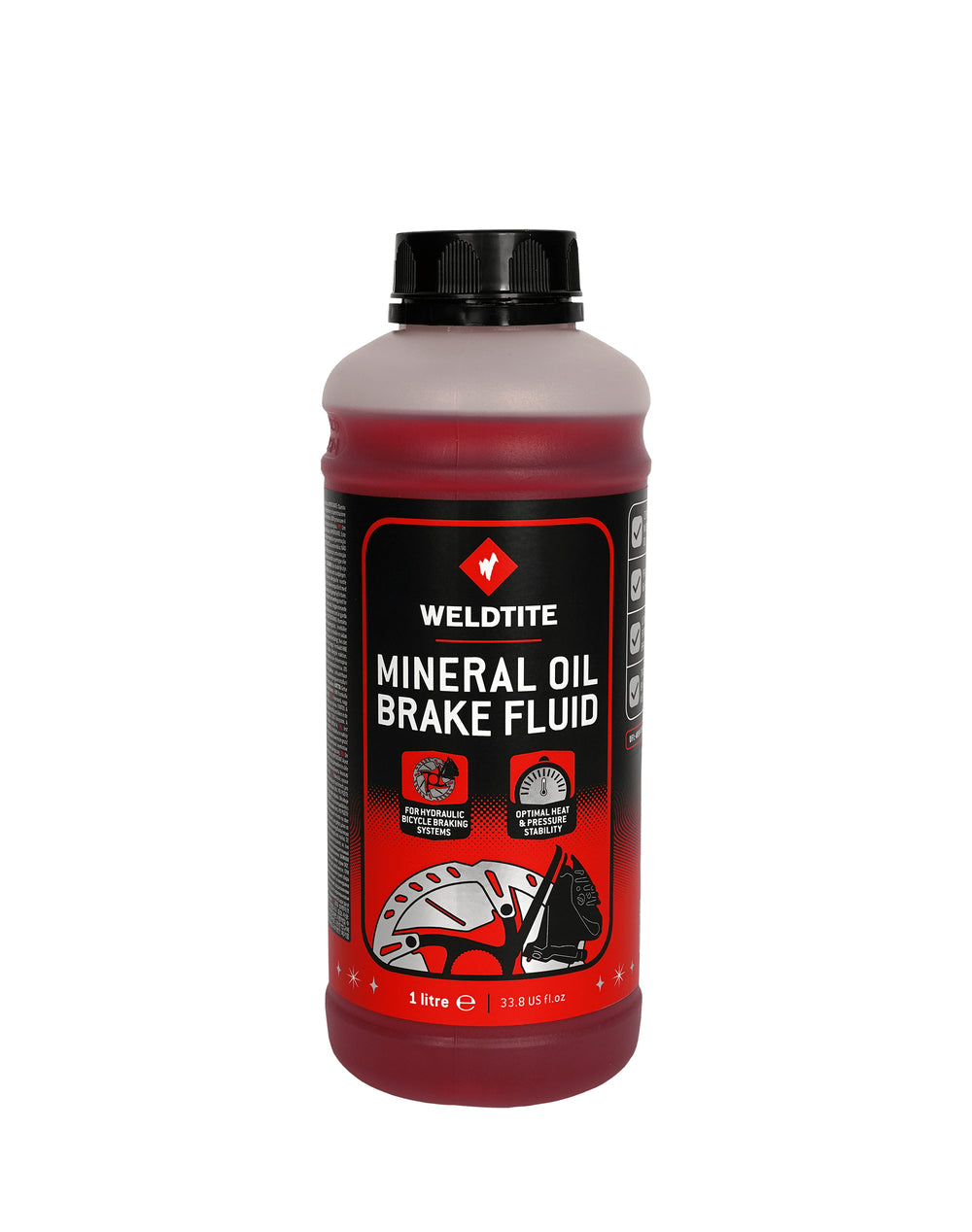 Bremsevæske Mineralsk (1L) fra Weldtite. Dunken har bred hals, så en sprøjte passer direkte ned i dunken.