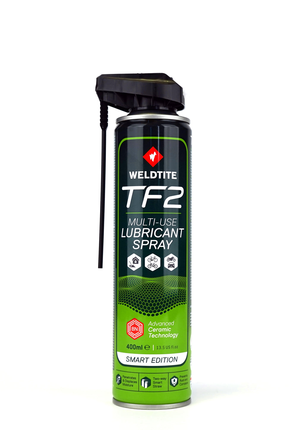 Weldtite Multi-use spray (Smart edition) optimeret med keramiske tilsætningsstoffer (400 ml). Velegnet til kæde, kassette, kabler, batteriskinne