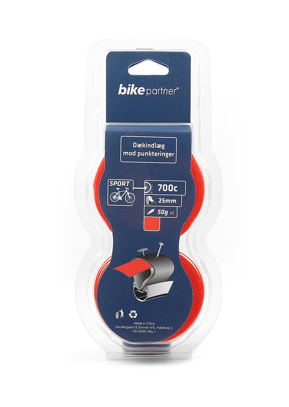 Dækindlæg Bikepartner (rød) 700x25-28C (10)