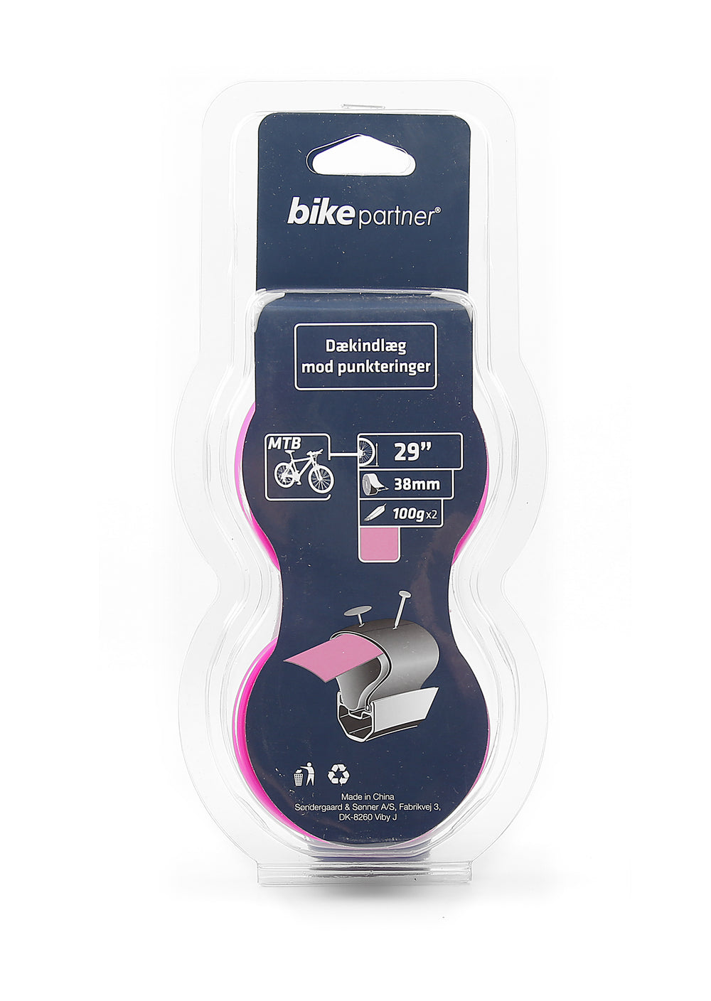 Dækindlæg Bikepartner (magenta) 26-29"