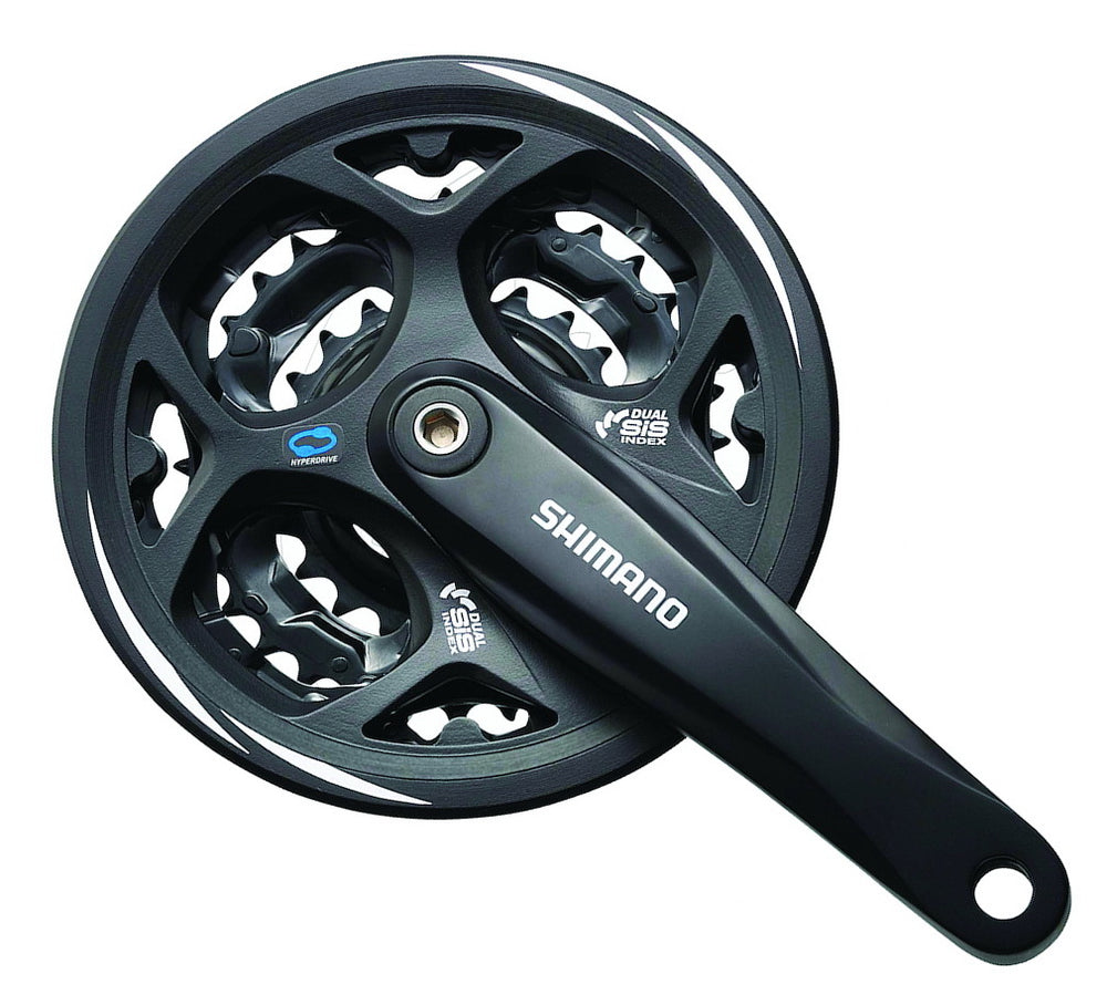 Kranksæt Shimano Altus (sort) FC-M311 3x7/8-speed. Klinger: 42/32/22. Til LL 123 (123 mm) aksel. Vægt: 920 g.