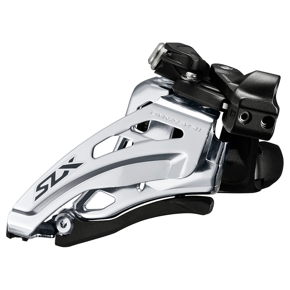 Shimano SLX forskifter FD-M7020 (sort). Front Pull, 2 x 11-speed, Klemme montering: 28, 31,8 & 34,9 mm. Vinkel: 66-69°. Side Swing technology.
