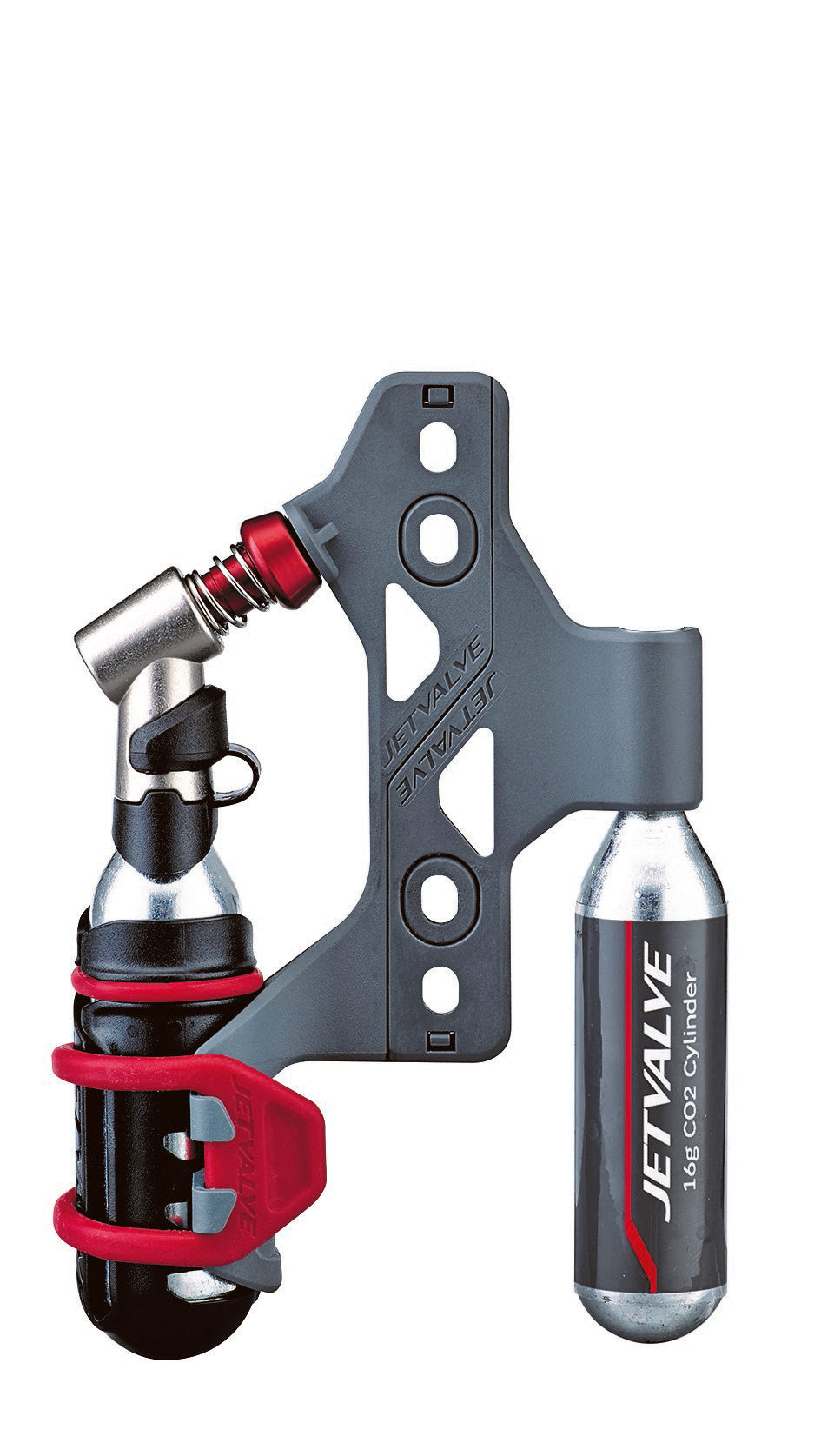 Pumpe Co2, Bottle Cage Mount Jetvalve. Smart System Weldtite inkl. 2 x 16 gr. Co2 patroner