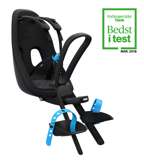 Barnestol Thule Yepp Nexxt Mini i sort farve, designet til at give børn en sikker og komfortabel oplevelse på cykelture.