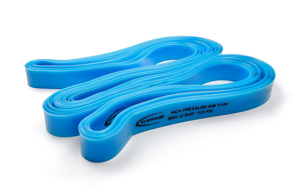 Fælgbånd (blå) fra Schwalbe. Super high pressure fælgbånd i Polyurethane str. 22x24", 6 mm ventil. Max. 10 Bar/145 PSI
