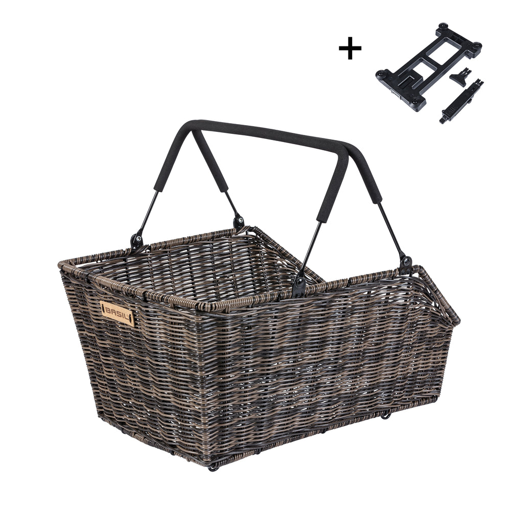 Kurv Basil Cento MIK 2.0 (rattan) Dimensioner 45x31x21cm Leveres med formonteret MIK 2.0 adapterplade.