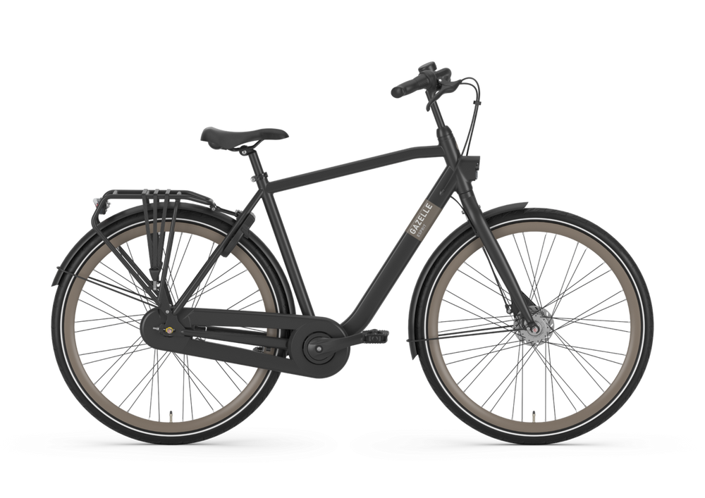 Herrecykel Gazelle Esprit med 7 gear i sort farve, ideel til både bykørsel og længere ture.