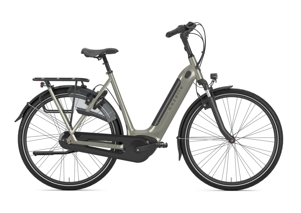 Billede af Gazelle Arroyo C7+ HMB Elite cykel i farven Clay Green, størrelse L, med en elegant design og komfortable detaljer til daglig brug.