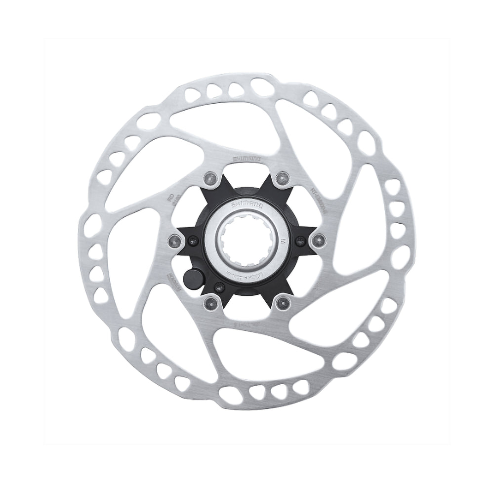 Bremseskive 180 mm Shimano (RTEM600). Center-Lock, aluminium spider, Indbygget hastighedssensormagnet til Shimano STEPS.