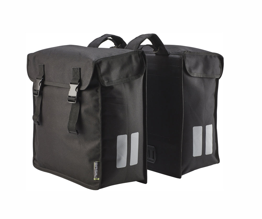 BASIL MARA XL taskesæt (sort) med taskebro. Str. 35 x15 x 32cm, vol: 35 L, maks. bæreevne 10 kg (5 kg i hver taske).