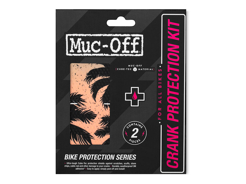 Muc-Off Crank Kit med værktøjer og rengøringsprodukter til cykelpleje, præsenteret på en hvid baggrund.