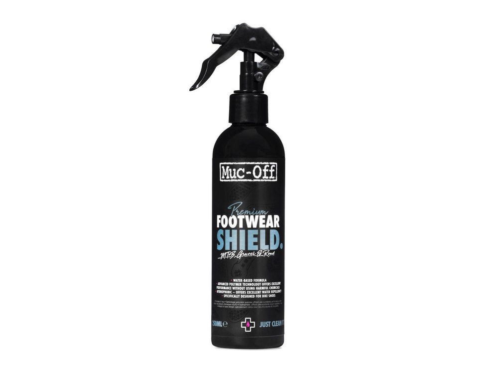 Mucoff Premium Footware Shield - beskyttende spray til fodtøj, der skaber en vandafvisende barriere og beskytter mod snavs og pletter.