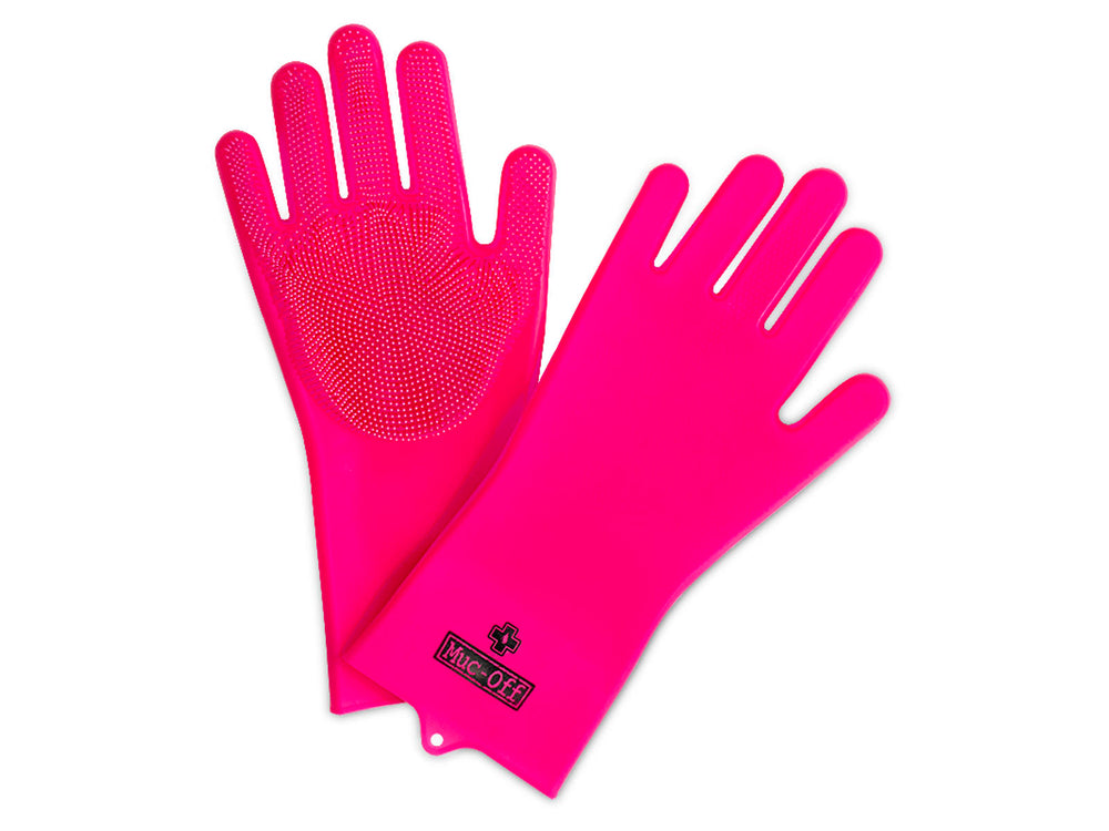 Mucoff Deep Scrubber Gloves i sort, designet til effektiv rengøring af cykler og udstyr.