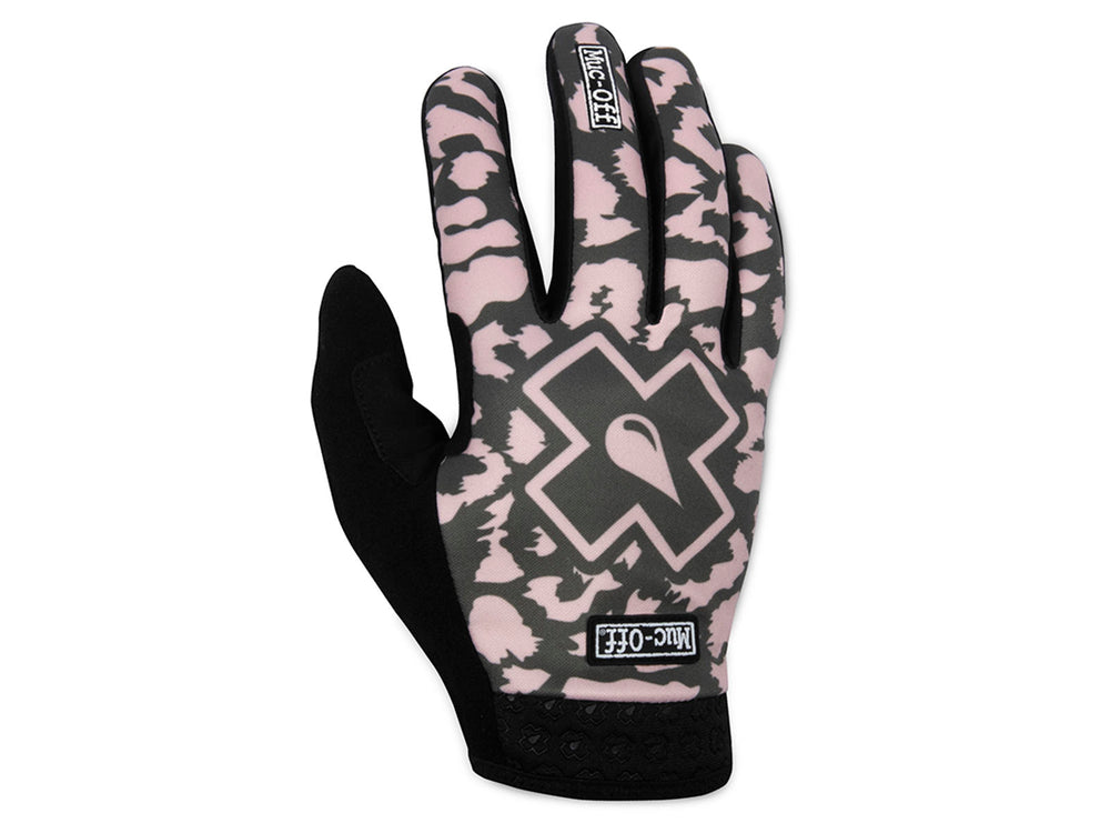 Muc-Off Riders Gloves i sort med lysegrønne detaljer, designet til cykling og motorsport, der giver komfort og greb under kørsel.
