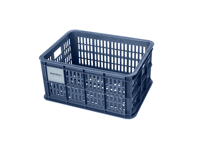 Kurv BASIL CRATE str. M (blå), genanvendt plast Vol.: 40 L, 49,5x39,5x26,5 cm. kan mont. med MIK-AVS-uniklip eller Racktime adapter.
