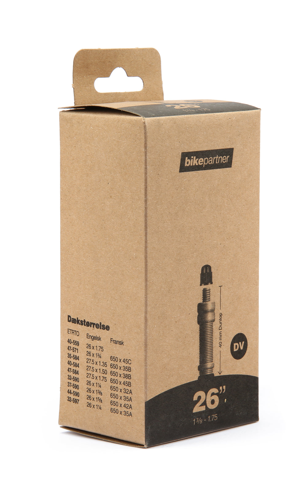 Slange 26x1 3/8 -1,75 DV40 32/47-559/-597 35/47-584 Bikepartner (25)