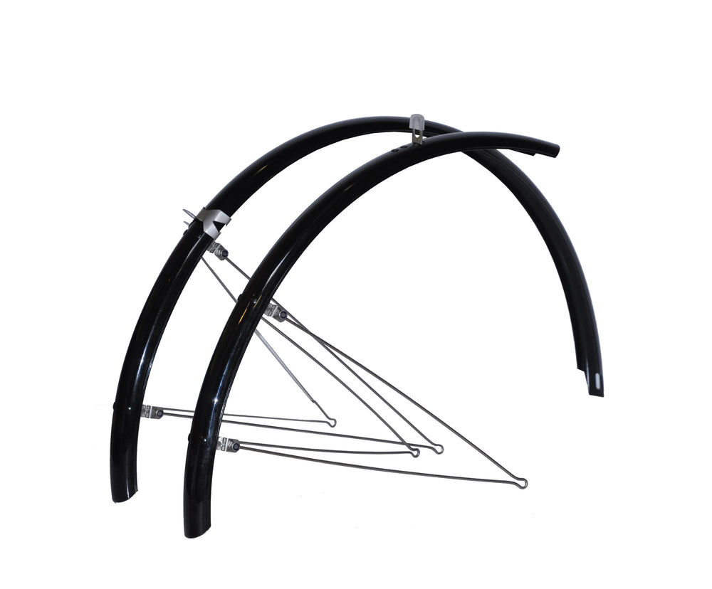 Bikepartner skærmsæt (sort) 700C 33 mm m/rustfri stivere. Sælges i pakker med 5 sæt. Papæsken er påtrykt nr. 1