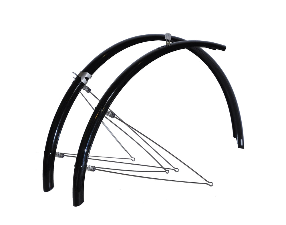 Bikepartner skærmsæt (sort) 700C, 45 mm m/rustfri stivere. Sælges i pakker med 5 sæt. Papæsken er påtrykt nr. 5
