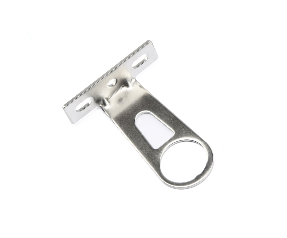 Kurvebeslag (sølv) til frontkurv ø28,5 mm (1 1/8") Lang model (96 mm), i rustfri stål.