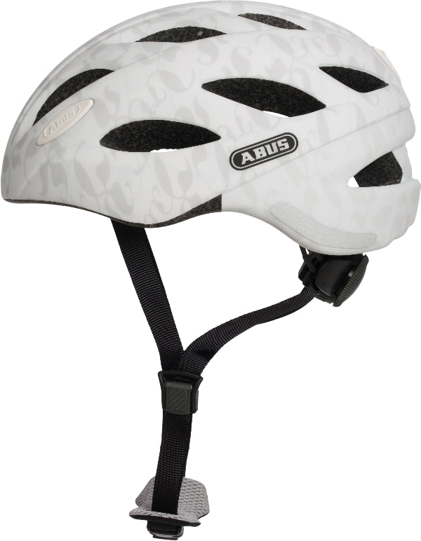 Cykelhjelm Abus Lane-U i farven Lily White, designet til sikkerhed og komfort, med justerbar pasform og ventilationssystem.
