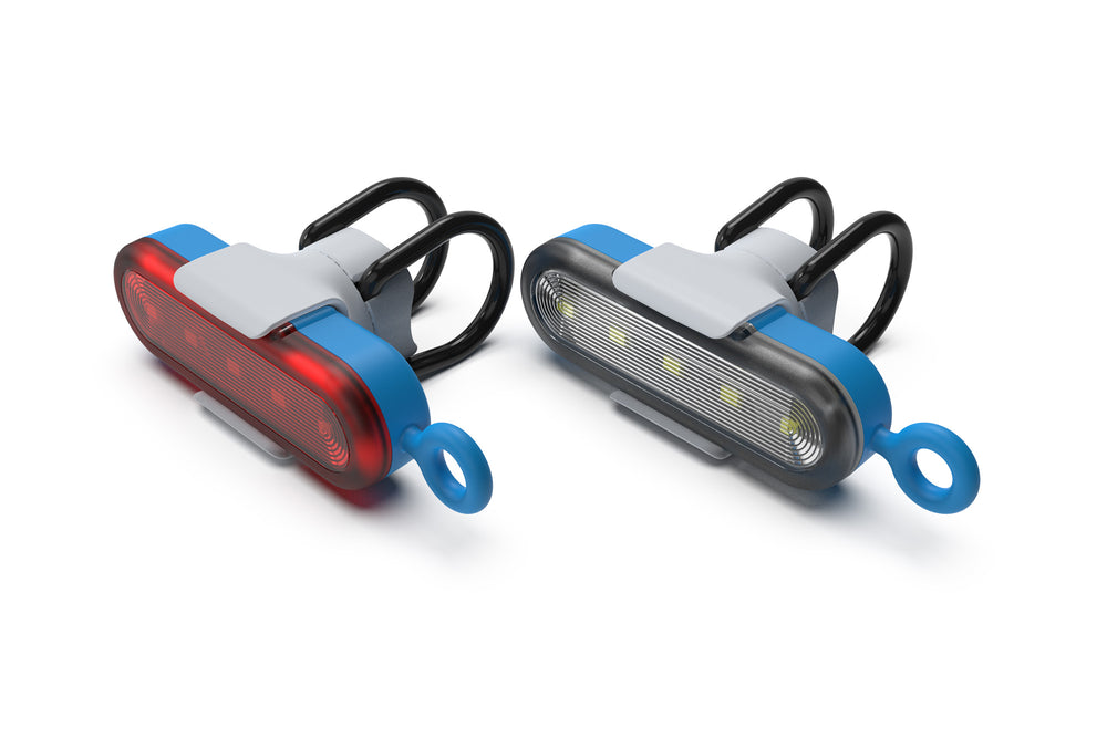Reelight Stadium lygtesæt USB-genopladelig 7 funk. 65/25 Lumen for/bag blå