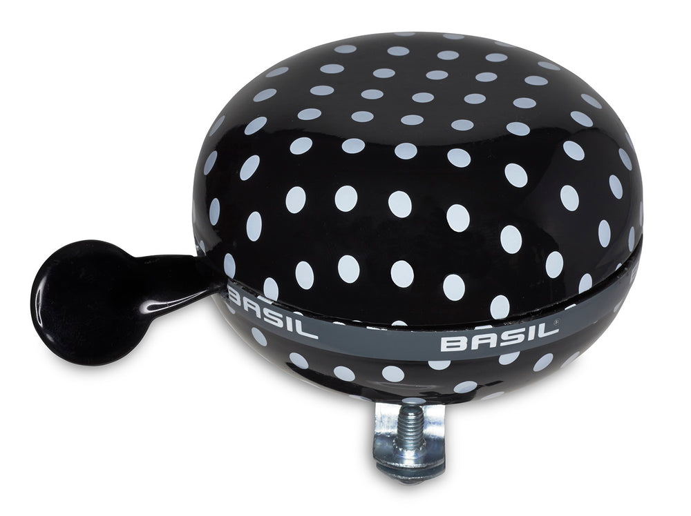 Klokke BASIL POLKADOT sort/hvid prik ø80mm