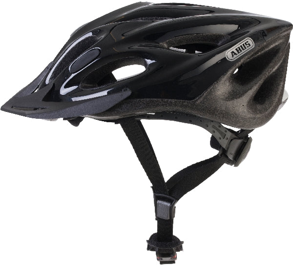 Abus Raxtor cykelhjelm i Onyx Black, designet til optimal sikkerhed og komfort med justerbar pasform og ventilationssystem.