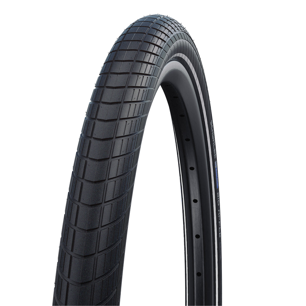 Dæk Schwalbe 12x2,00 (sort). Big Apple Kevlar R. 11159649 Dækket har refleksstribe.