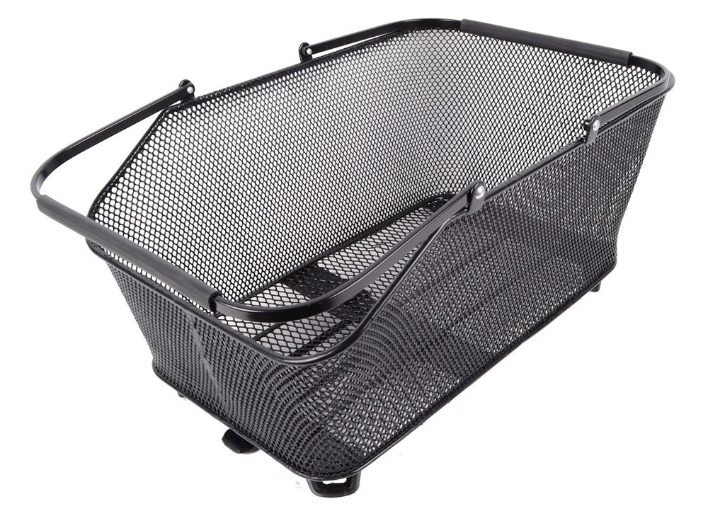 Sort cykelkurv fra Atran Daily, model L, med målene 50x20x32 cm. Designet til at bære op til 10 kg.