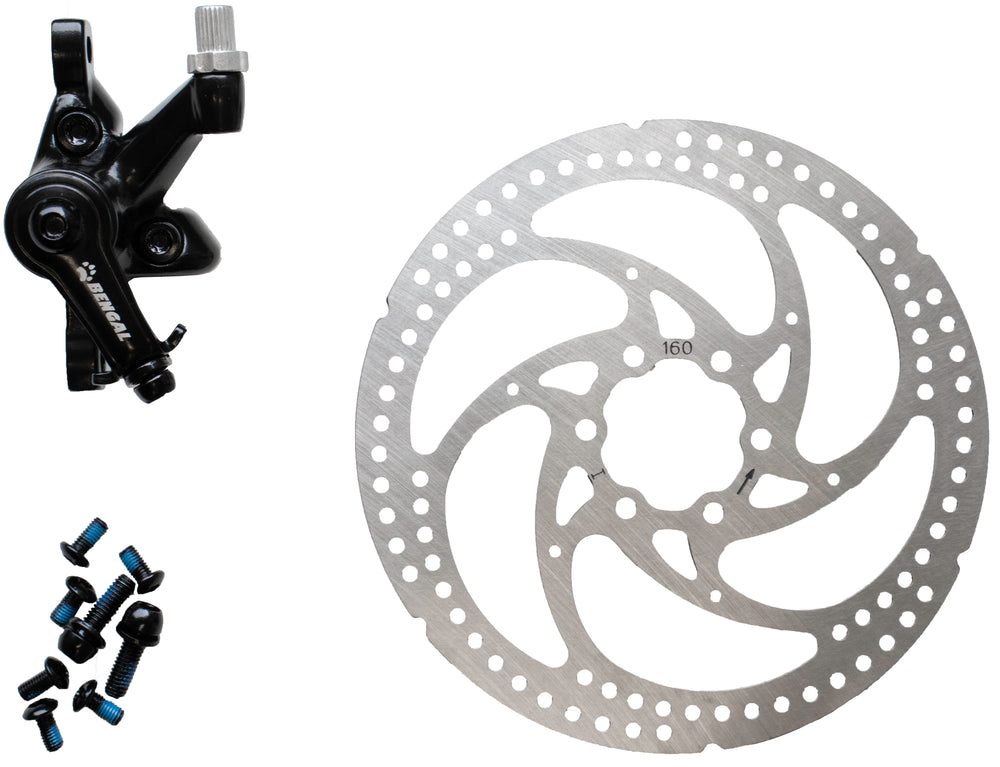 Skivebremse mekanisk kaliber og rotor 160mm 6huls venstre for