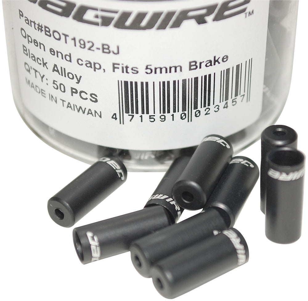 Jagwire (BOT192-BJ) yderkabelende alu 5mm sort (50 stk)