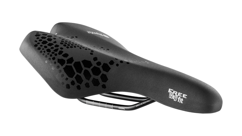 Sadel (unisex) fra Selle Royal model Freeway Fit. 45° kørestilling, Slow Fit Foam, Royal Vacuum & CIS (integrated clip system)