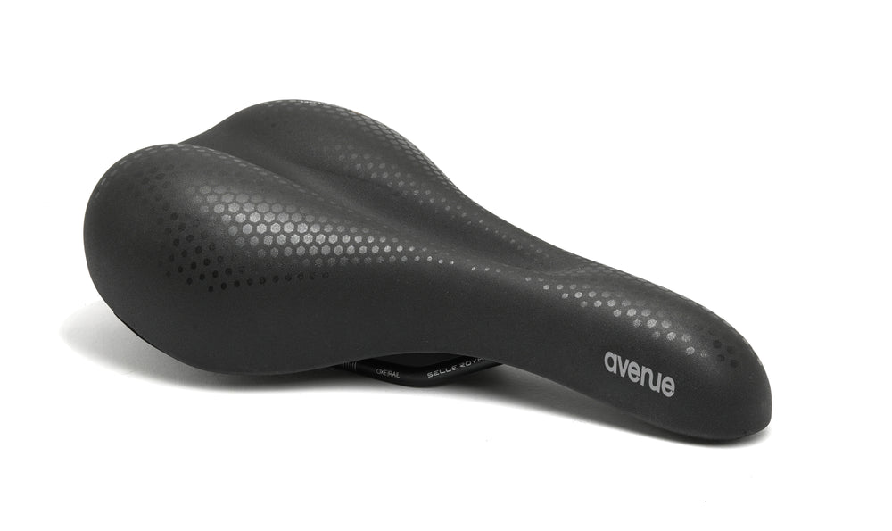 Sadel (unisex) fra Selle Royal model Avenue. 45° kørestilling. Royalgel, Royal Vacuum, Ergonomic channel & ICS