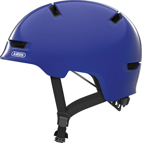 Cykelhjelm Abus Scraper Kid 3.0 i shiny blue, designet til børn med en robust og sikker konstruktion, ideel til cykelture og udendørs leg.