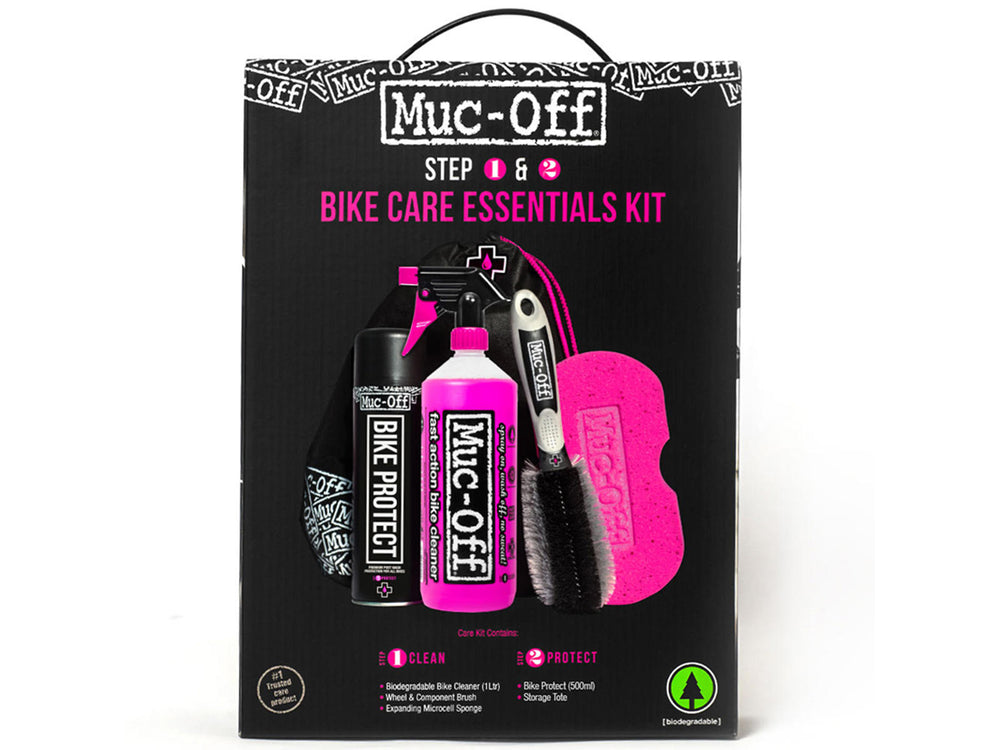 Mucoff Bike Care Essentials Kit - Et sæt med nødvendige plejeprodukter til cykler, der inkluderer rengøringsmiddel, smøremidler og værktøjer til at holde din cykel i topstand.