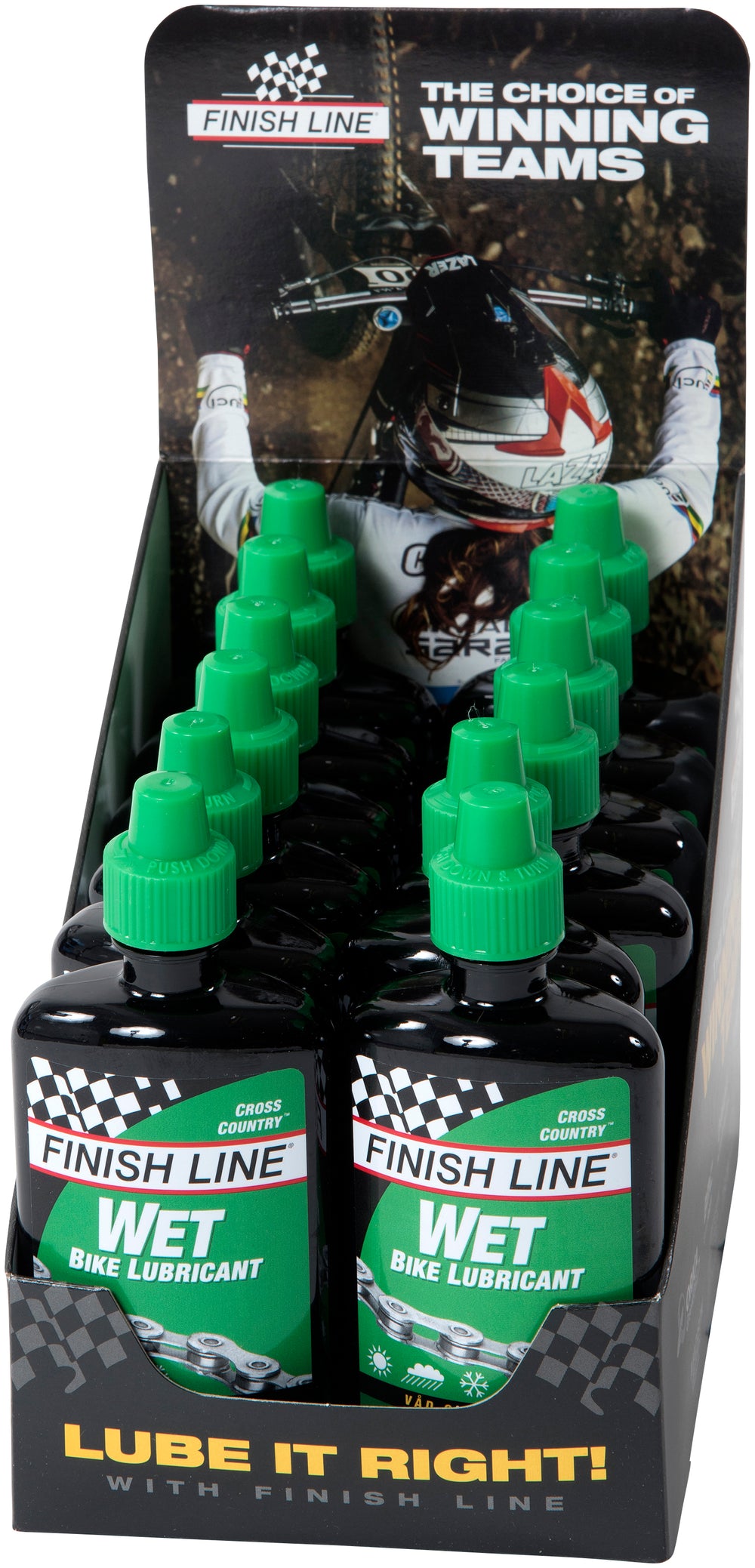 Finish Line Wet Lube olie (Cross country) 120ml (4oz) display 12stk