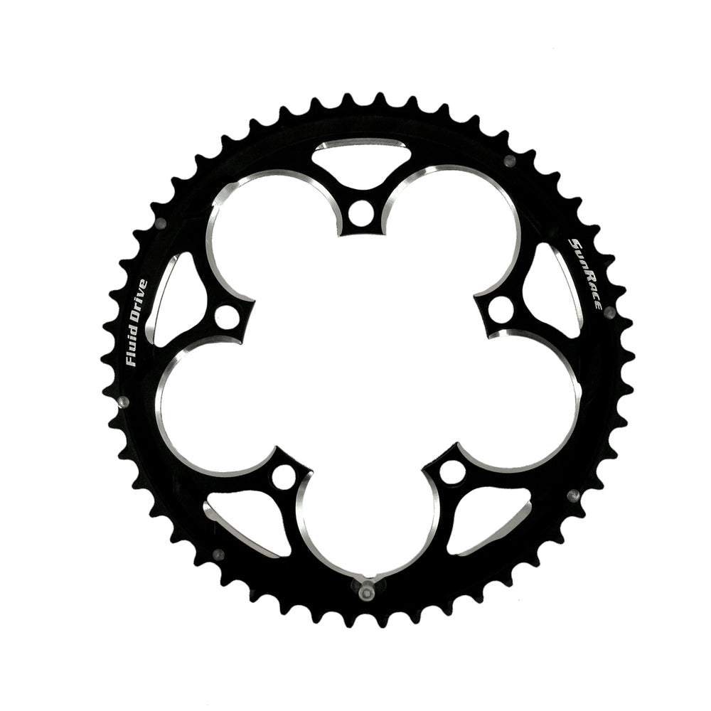 SunRace klinge road 52T Ø130 5 huls 10sp alu sort