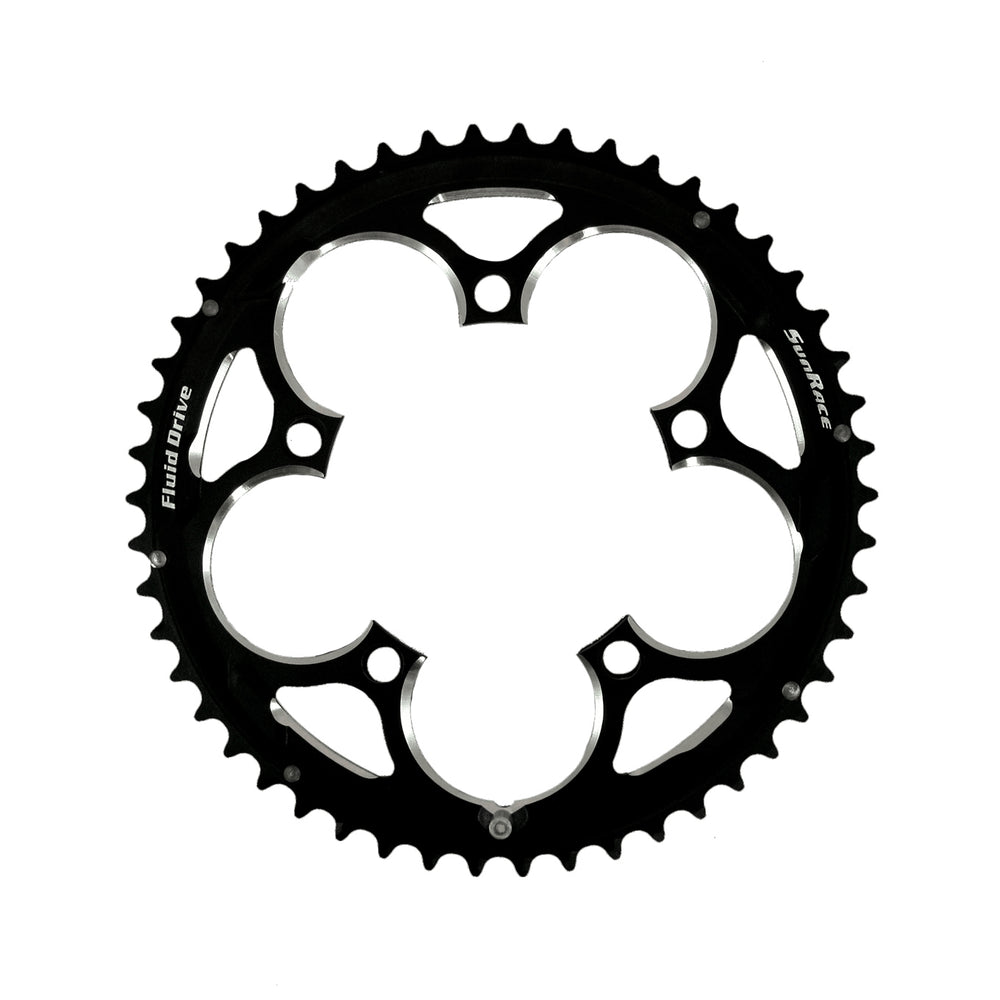 SunRace klinge road 53T Ø130 5 huls 10sp alu sort