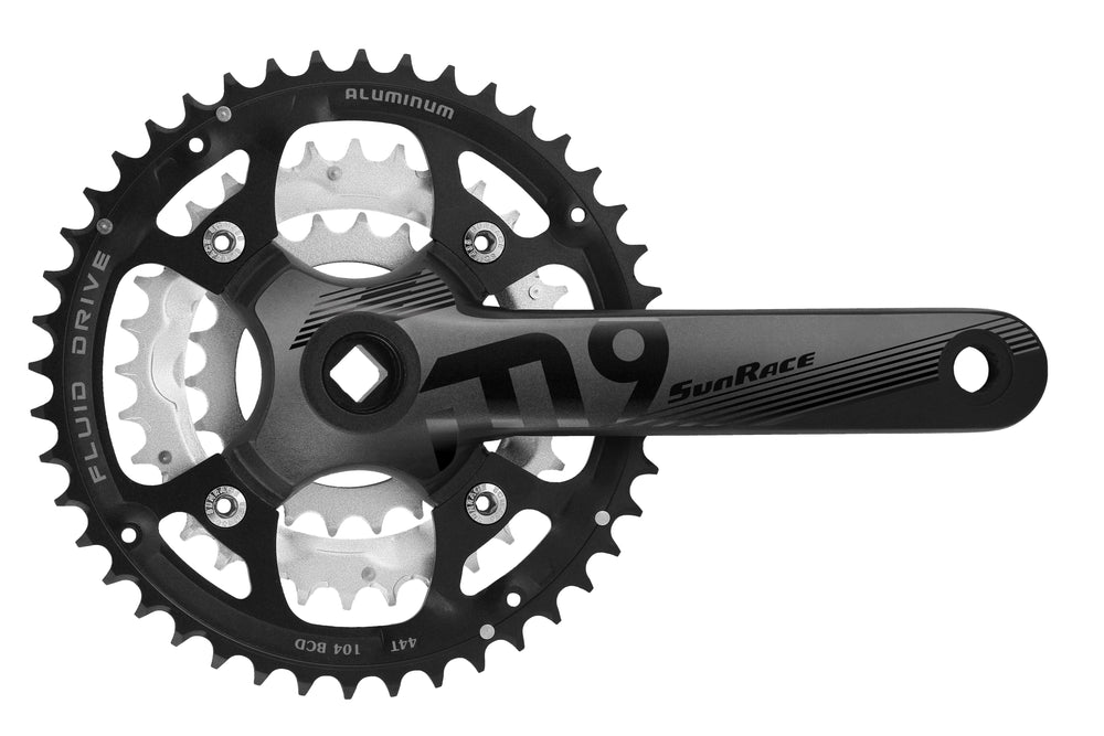 SunRace kranksæt 9sp 44/32/22T BOX122mm sort