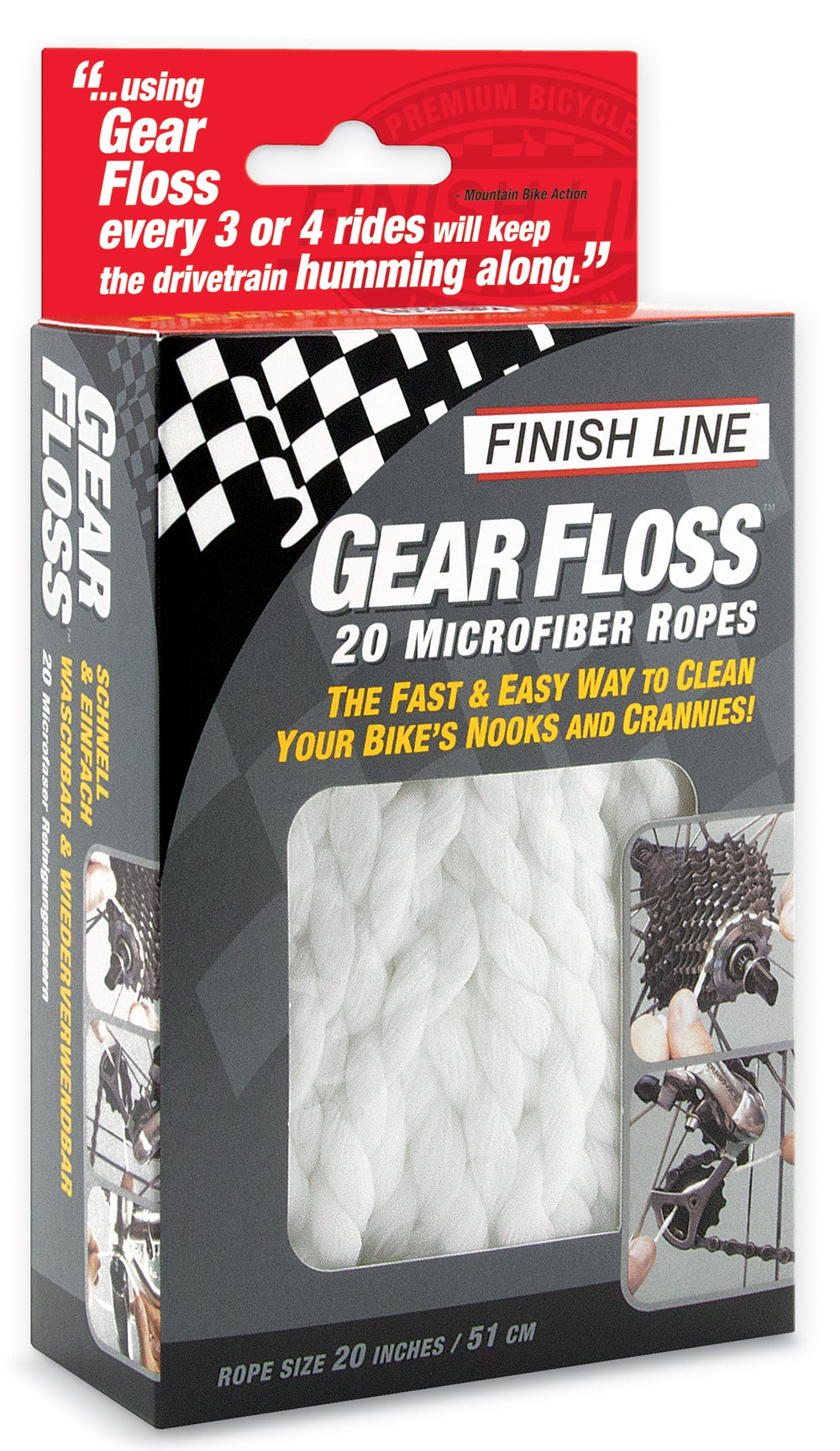 Finish Line Gear Floss Microfiber Robe rensesnor til rengøring af kassette
