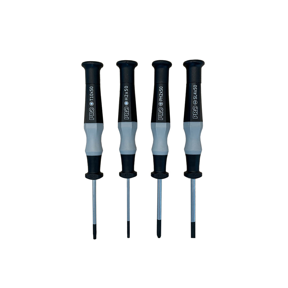 PRO Fine adjustscrewdriver set H2x50, PH2x50, T10x50, SL4x50