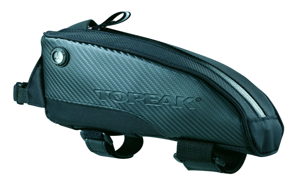 Sort Topeak Fuel Tank i stor størrelse, designet til at opbevare cykeludstyr sikkert under cykelture.