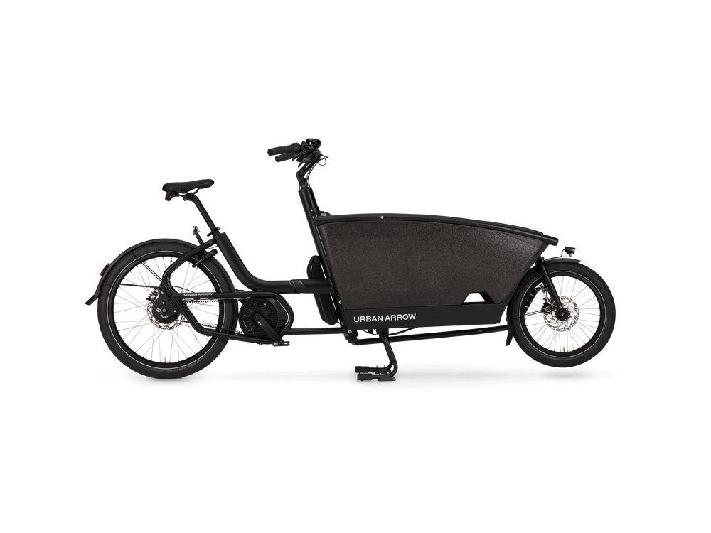 Urban Arrow Family Cargo Line 2025 cykel med rummelig lad, moderne design og robust stel, ideel til bytransport.