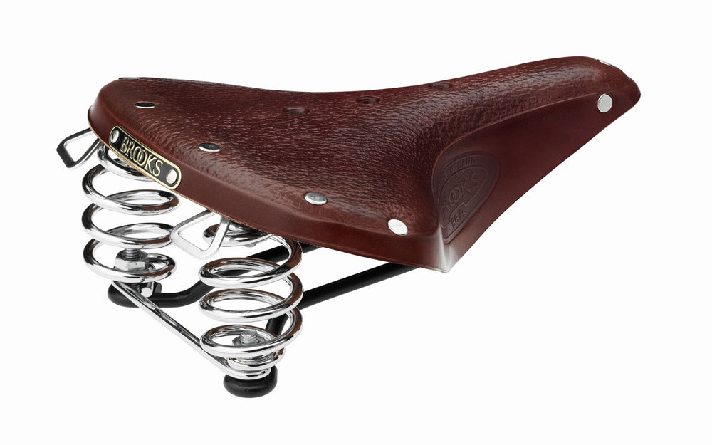Antik brun Brooks B67S damesadel, designet til komfort og stil på cykelture.