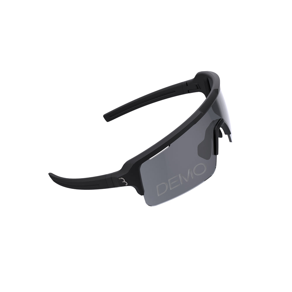 Sportsbrille (solbrille) BBB Fuse DEMO Matsort stel med røgfarvet, klar & gul linse. 9-lags MLC linser & grilamid stel.