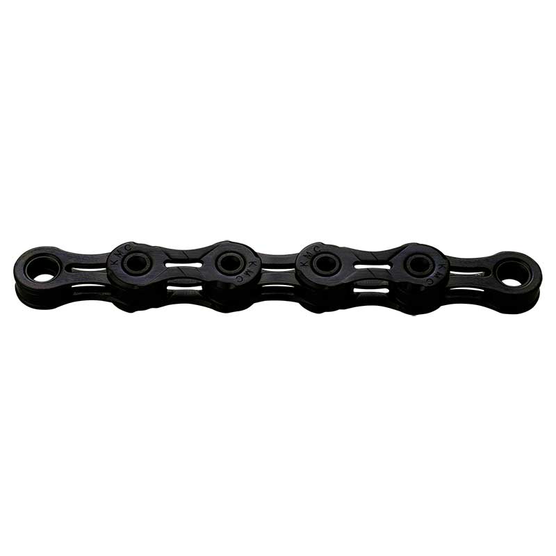 KMC Chain DLC 10 Black, Diamond Like Black, Diamond Like Coating, slotted inner and outer plates and hollow pins