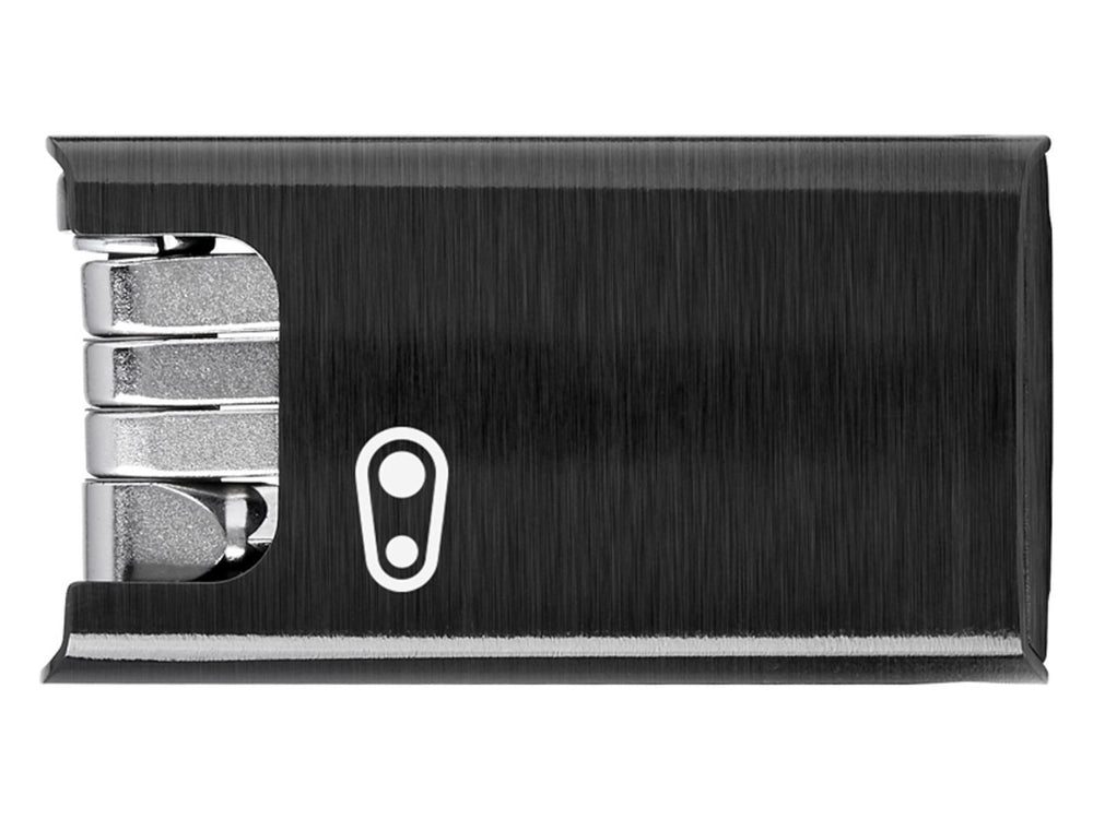 Crankbrothers F10+ multifunktionelt værktøj til cykler med 10 funktioner, inklusive skruetrækker, dækjern og kædeledsplitter, i kompakt design med sort finish.